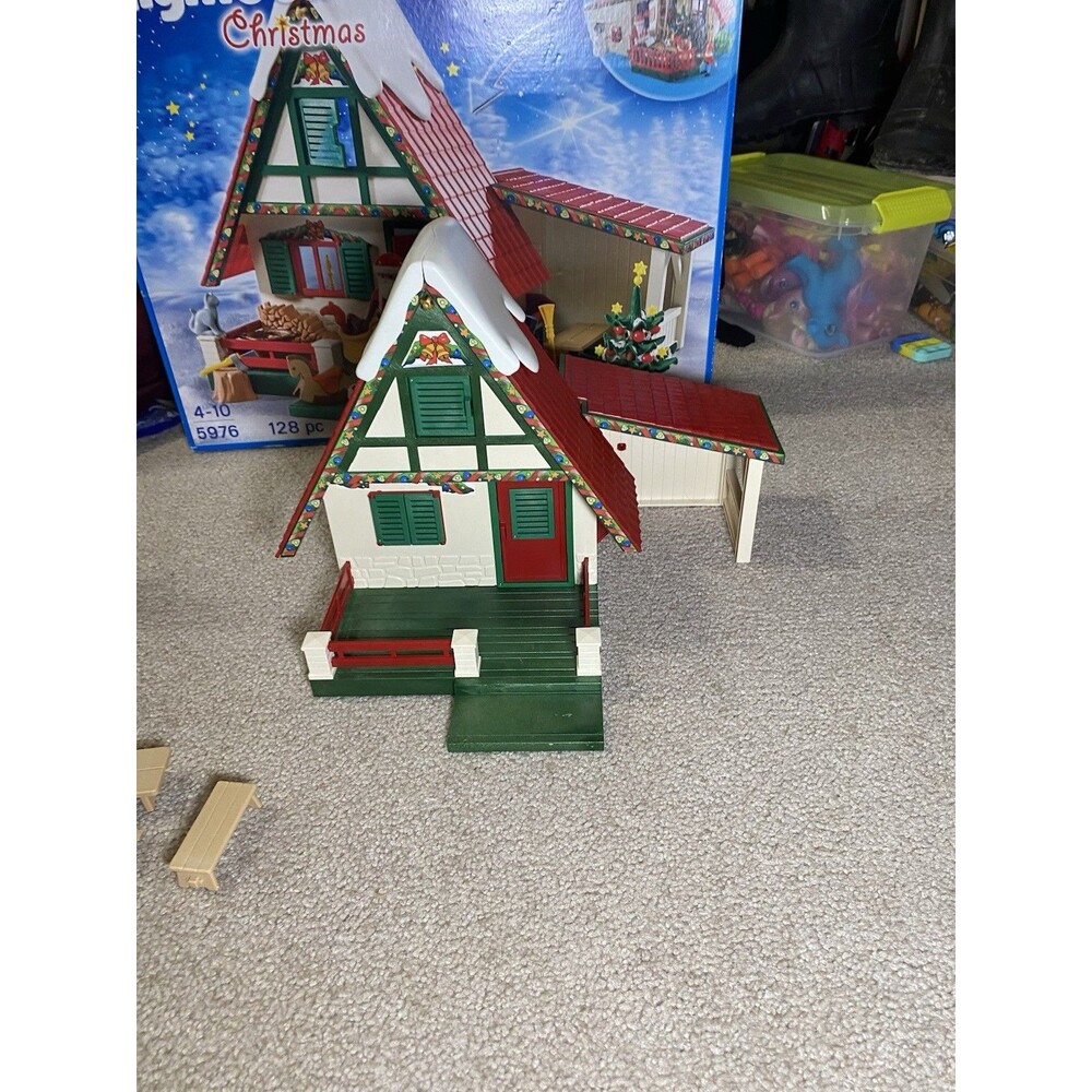 Playmobil Christmas Santa's Home Set 5976 Retired Near Complete W/ Box Manual